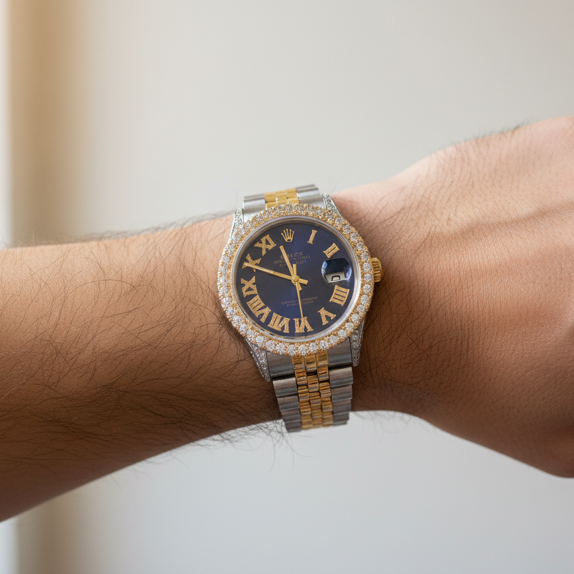Rolex Datejust Blue Dial on Men's Wrist