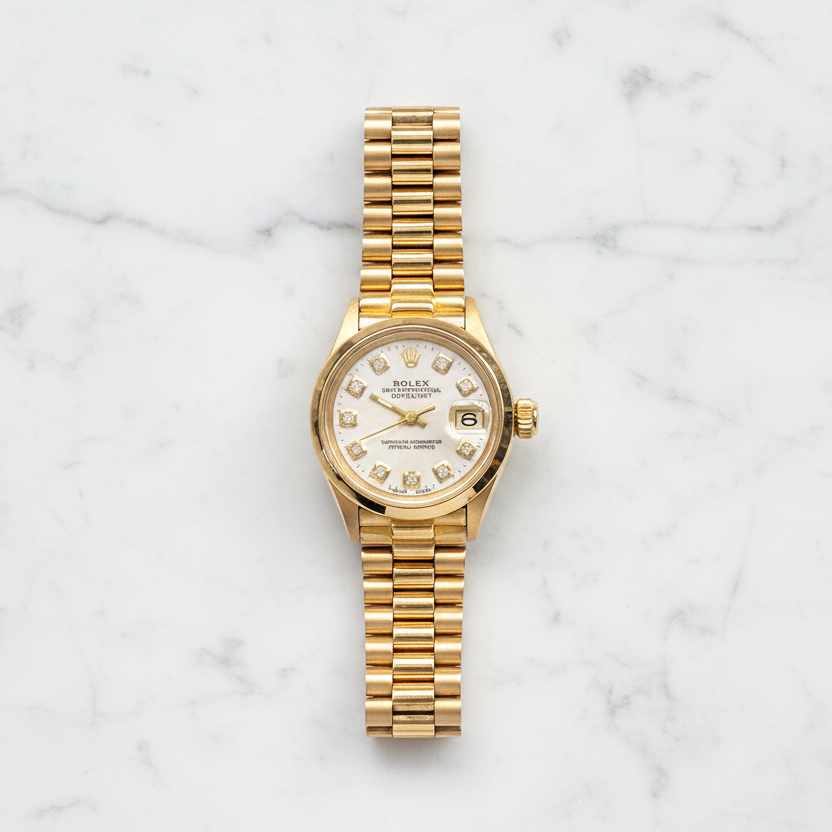 Rolex Ladies Datejust 26mm Smooth Bezel Marble