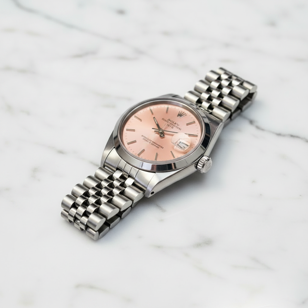 Rolex Watch Sideways on Marble