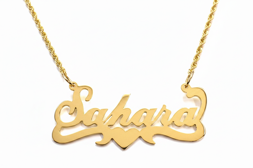 Sahara Nameplate Necklace - White Background