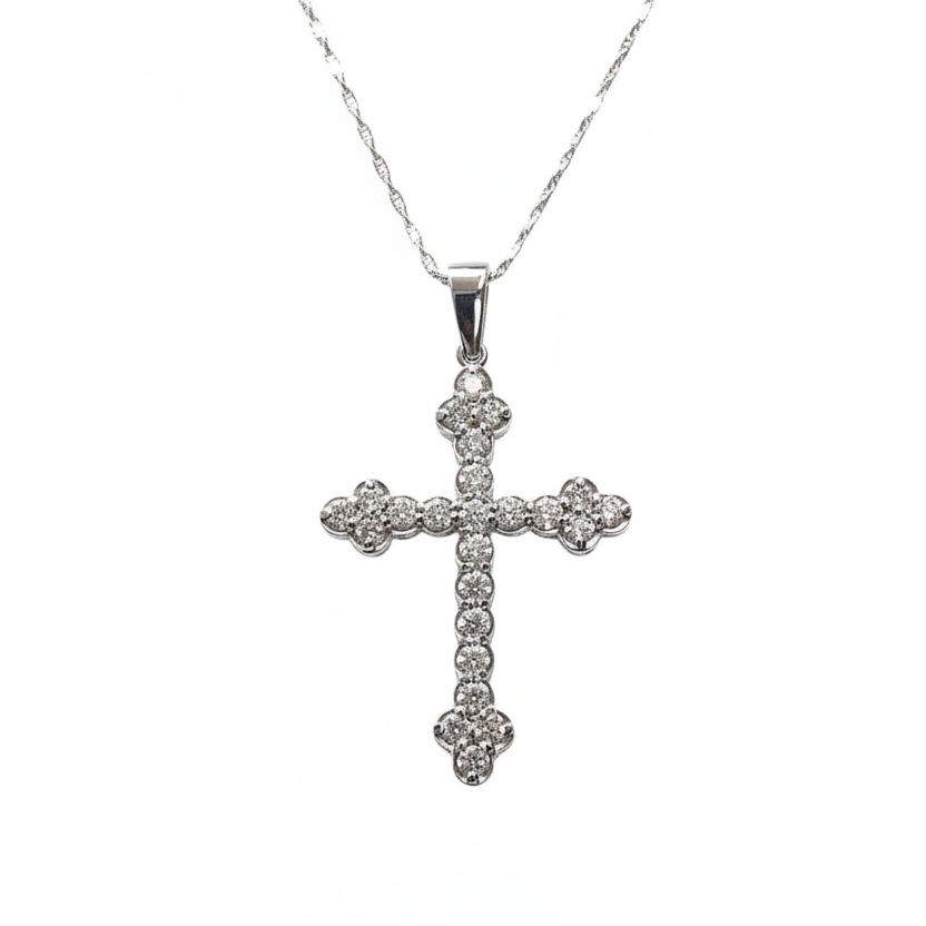 Sharpened Diamond Cross Necklace