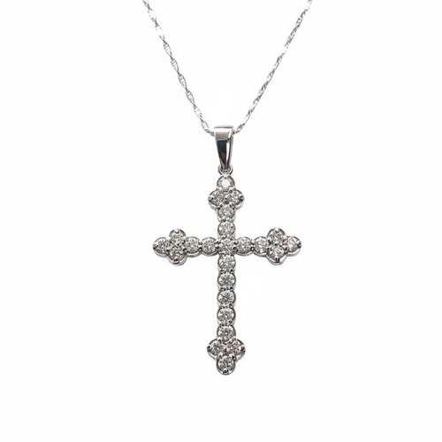 Sharpened Diamond Cross Necklace