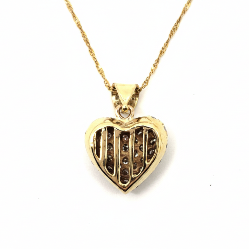 Sharpened Gold Heart Pendant Back View