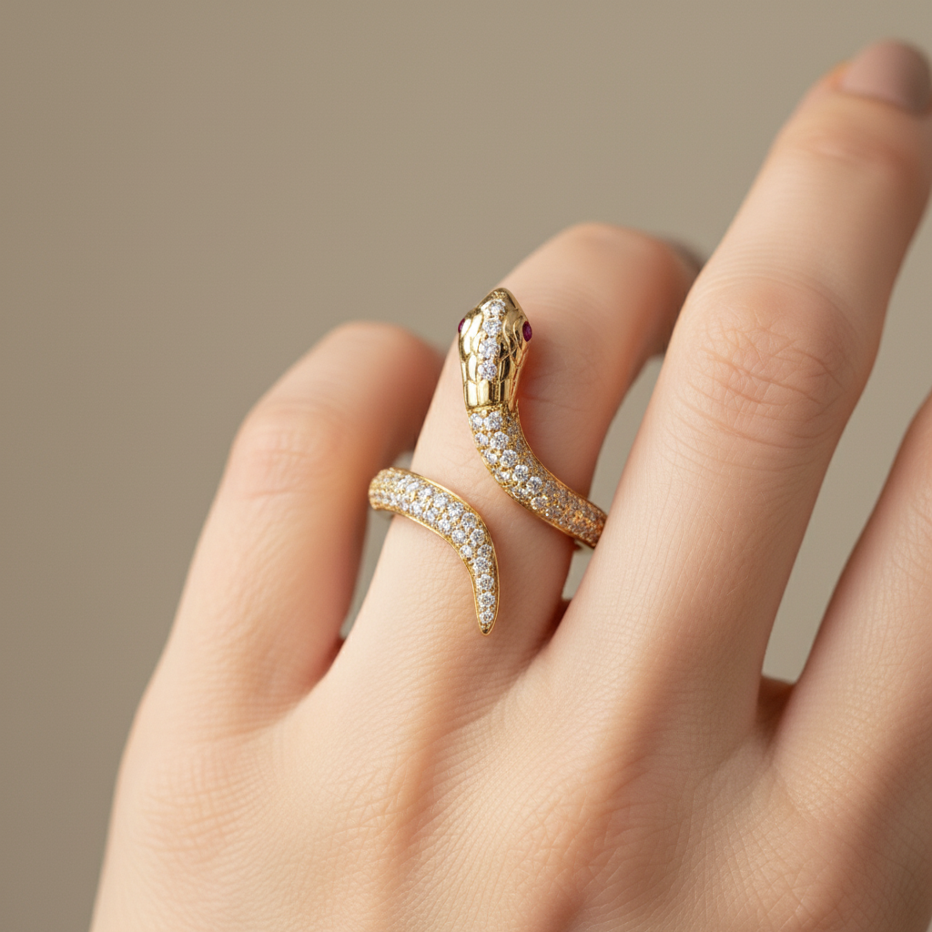 Snake Ring on Finger