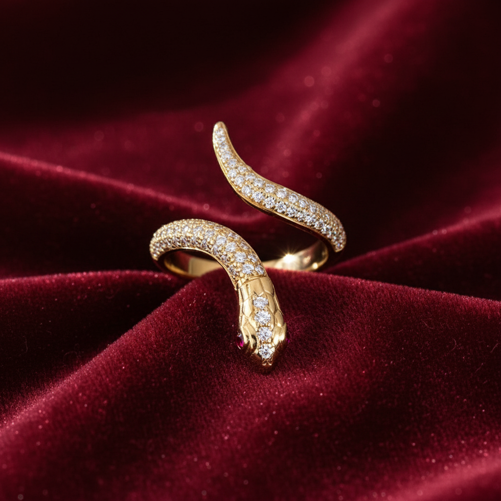 Snake Ring on Red Velvet