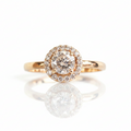 Yellow Gold Halo Diamond Ring Enhanced