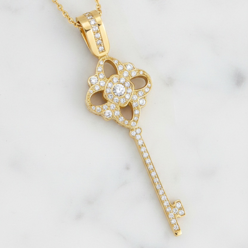 Yellow Gold Key - Marble Flat Lay Solid No Openings