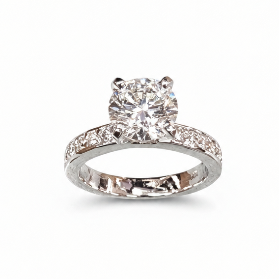 Zoomed-out diamond engagement ring