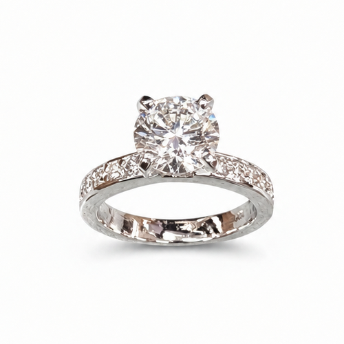 Zoomed-out diamond engagement ring