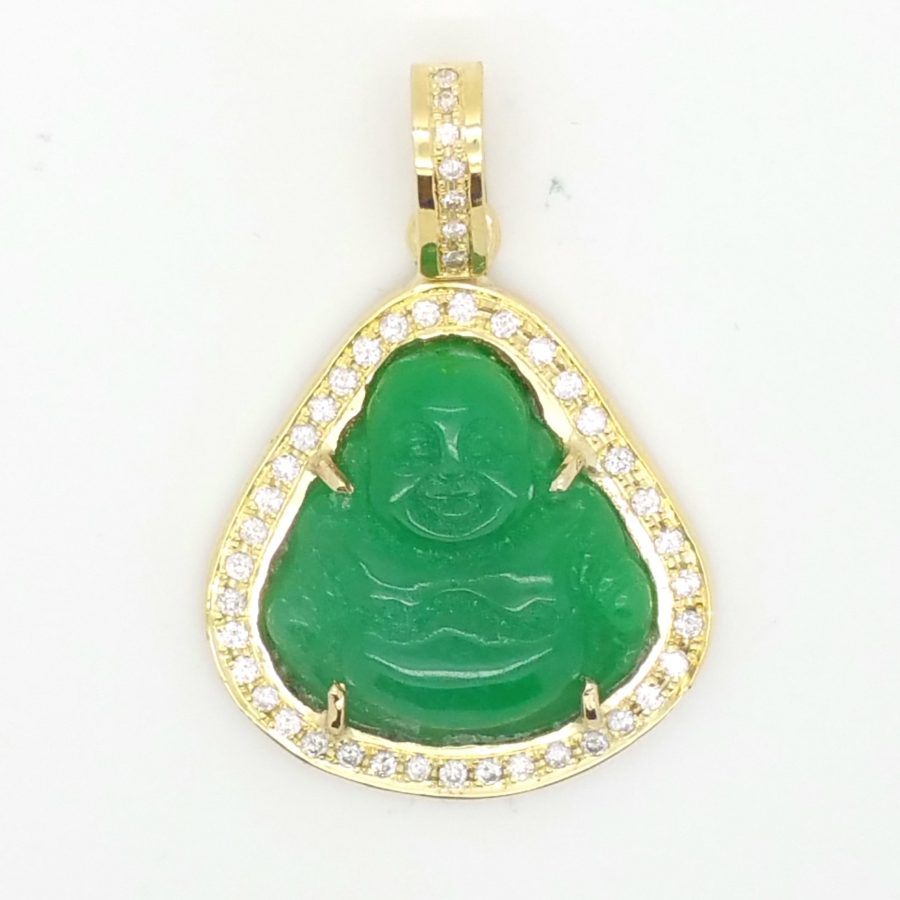 Green Jade Buddha Diamond Pendant | Ryu's Jewelry