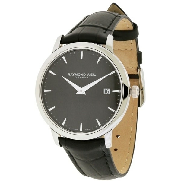 Raymond weil sale black leather strap