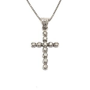 Diamond Bubble Cross Pendant (WG)