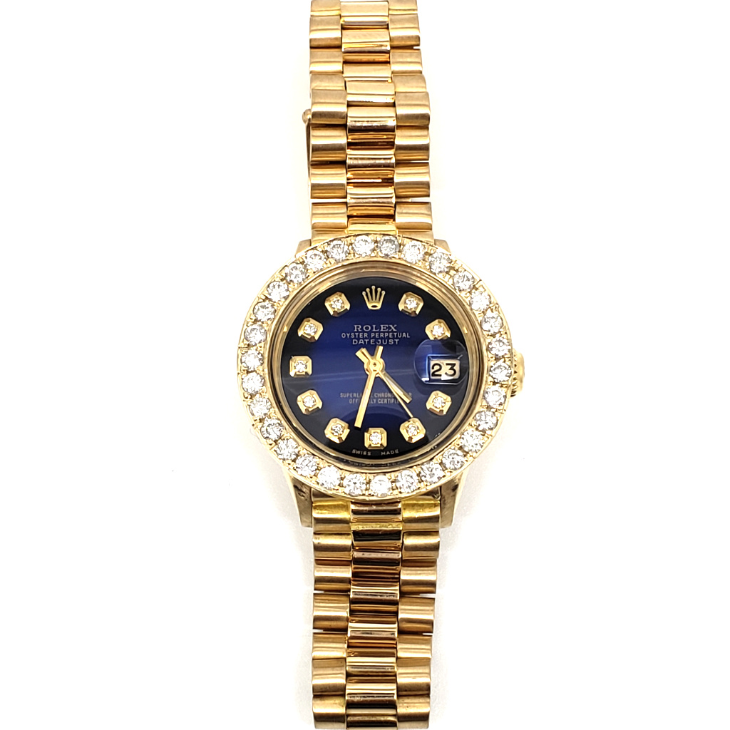 Ladies Rolex 6517 Presidential Diamond Watch Blue Dial Ryu S Jewelry