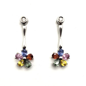 Multi-color Gemstone Earrings (WG)