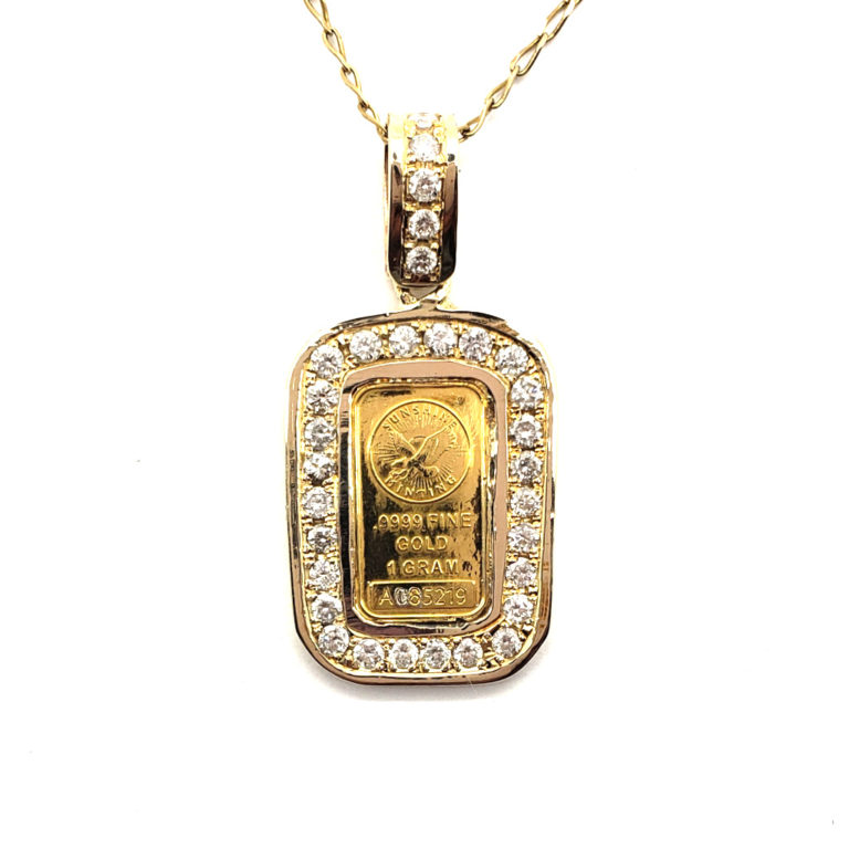 American 1 Gram Gold Bar Pendant | Ryu's Jewelry