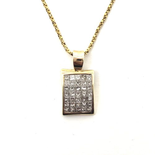 invisible set diamond pendant