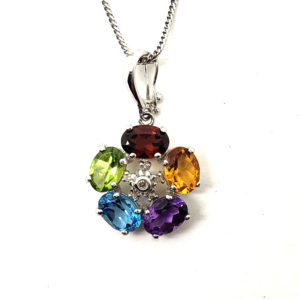 Multi-Color Gemstone Pendant (WG)