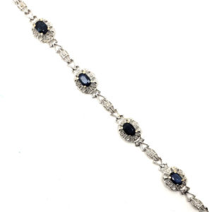Ladies White Gold Blue Sapphire Bracelet