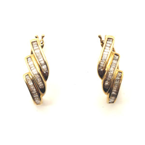 Three Line Baguette Earrings