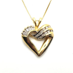 0.60 CT Baguette Open Heart Pendant