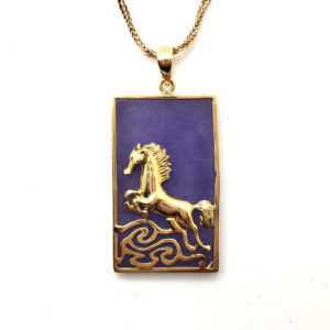 Purple Jade Horse Pendant