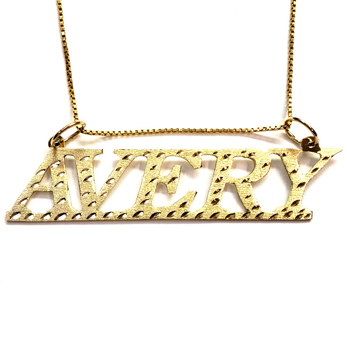 Bookman/Diamond Cut Nameplate Necklace - Ryu's Jewelry