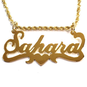 Commercial Cursive/Bottom Fancy Heart Nameplate Necklace