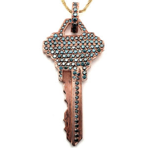 Blue Diamond House Key Pendant (RG)