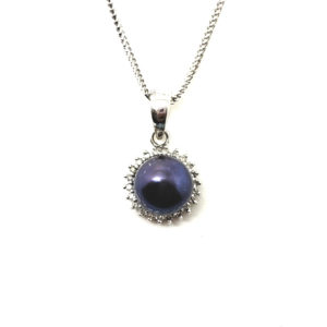 Micro Black Pearl Pendant (WG)