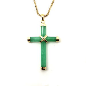 Mini Green Jade Cross Pendant