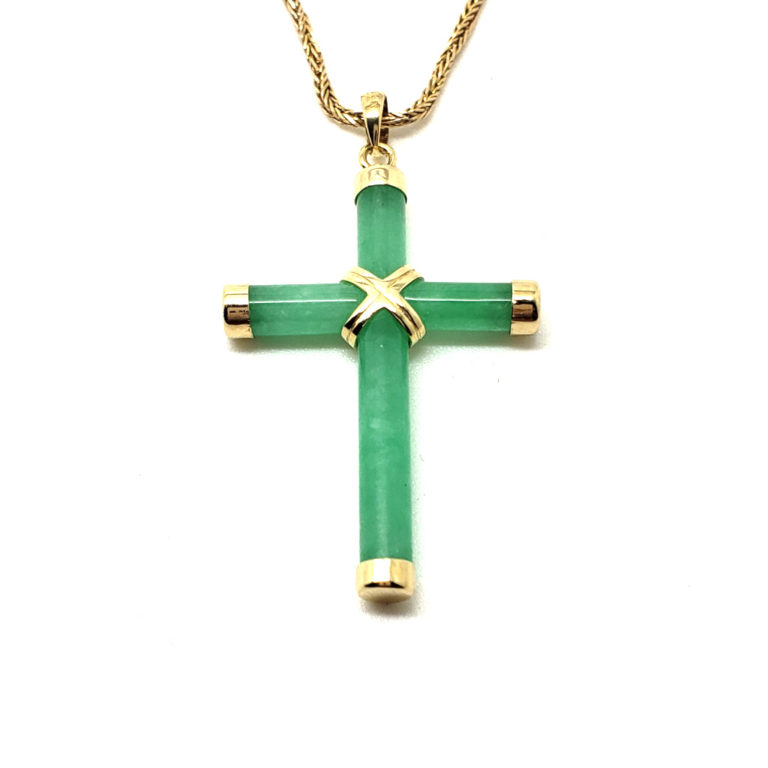 Mini Green Jade Cross Pendant | Ryu's Jewelry