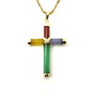 Mini Multi-Color Jade Cross Pendant