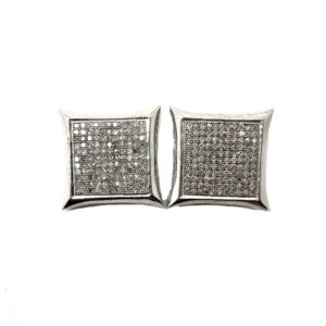 Jumbo Square Diamond Stud Earrings (WG)