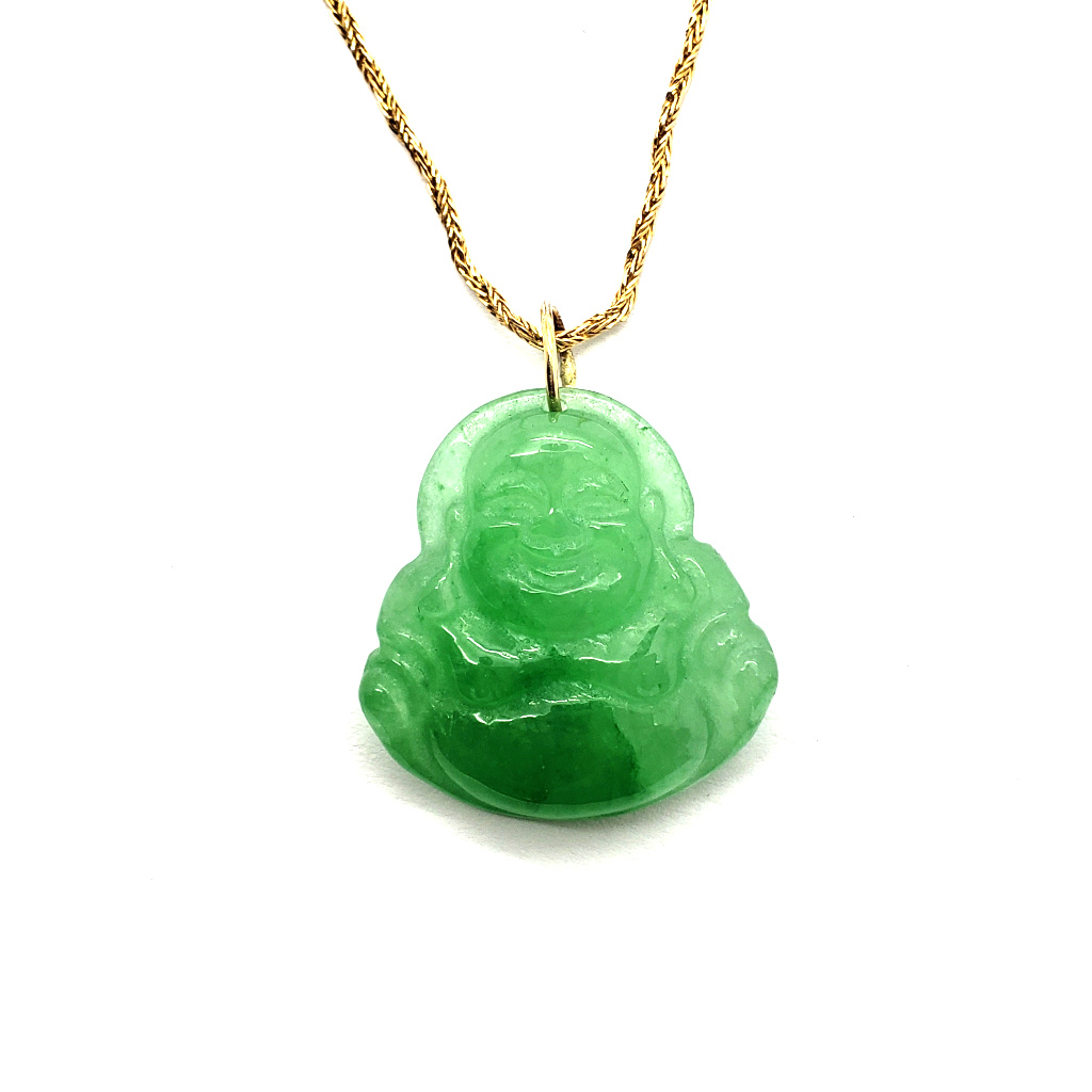 Mini Green Jade Buddha Pendant - Ryu's Jewelry