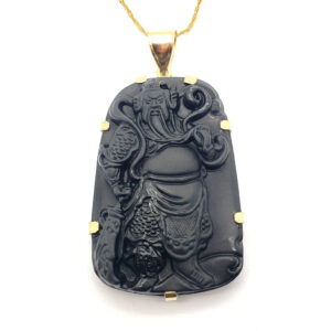 Jumbo Black Obsidian Chinese God of War Pendant