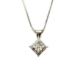 Mini Diamond Square Pendant (WG)