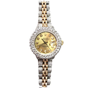 Ladies Rolex Datejust 6917 Fully Iced/Gold Dial