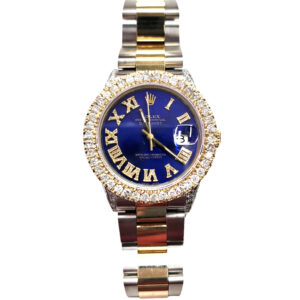 Rolex Datejust 16030 Partially Iced/Roman Numeral Blue Dial