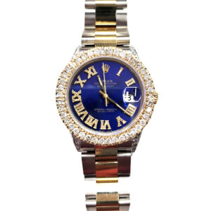 Rolex Datejust 16030 Partially Iced/Roman Numeral Blue Dial