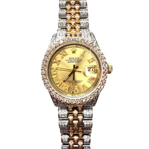 Rolex Datejust 1601 Fully Iced/Roman Numeral Gold Dial