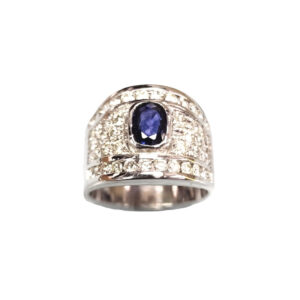 Blue Sapphire / Diamond Ring (WG)