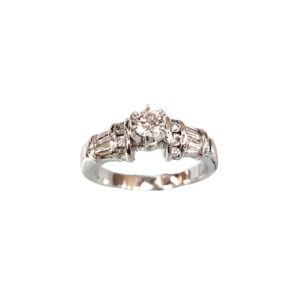 Classic Round/Baguette Diamond Wedding Ring (WG)