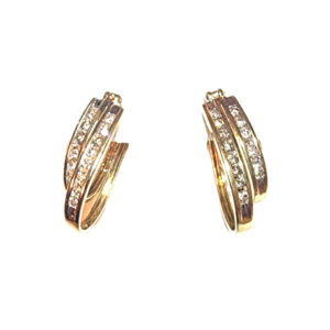 Two Line Diamond Hoop Earrings