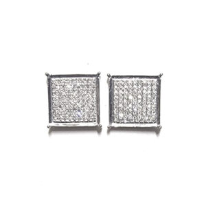 Square Diamond Cluster Earrings (WG)