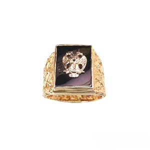 Onyx Double Eagle Masonic Ring