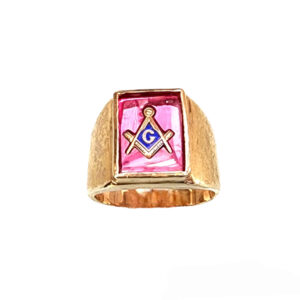 Rectangular Red Masonic Ring