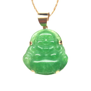 Medi Green Jade Buddha Gold Pendant