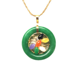 Multicolor Jade Circle Pendant