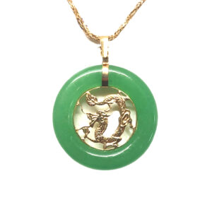 Green Jade Circle "Dragon" Pendant