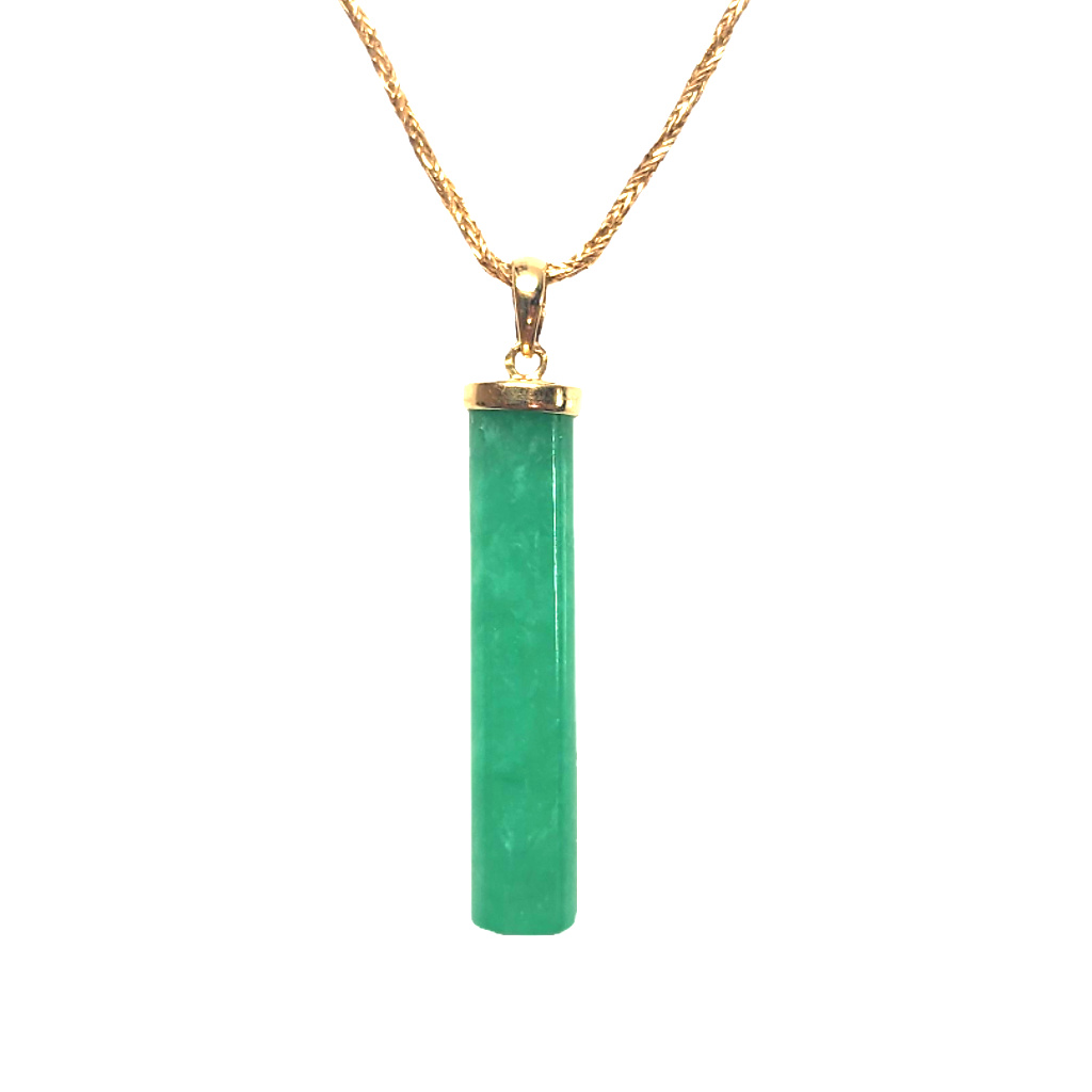 Green Jade Bar Pendant - Ryu's Jewelry